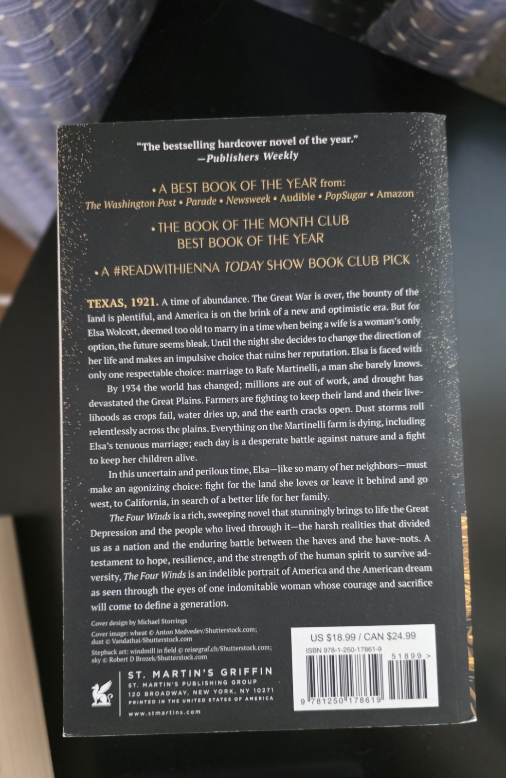 THE FOUR WINDS BY KRISTIN HANNAH DUST BOWL MIGRATION DUST JACKET
