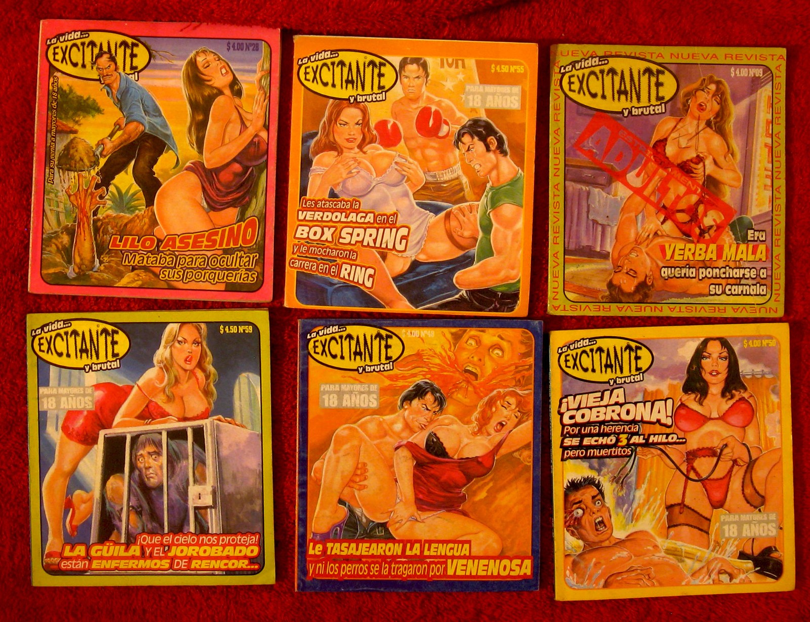 LA VIDA EXCITANTE Y BRUTAL – set de 6 novelas ilustradas, Mexican pulp fiction