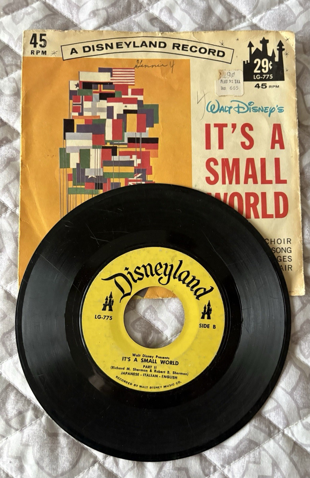 Lot 5 Disneyland 45 Rpm Records Cinderella Mary Poppins Ugly Bug Ball Oz 1962