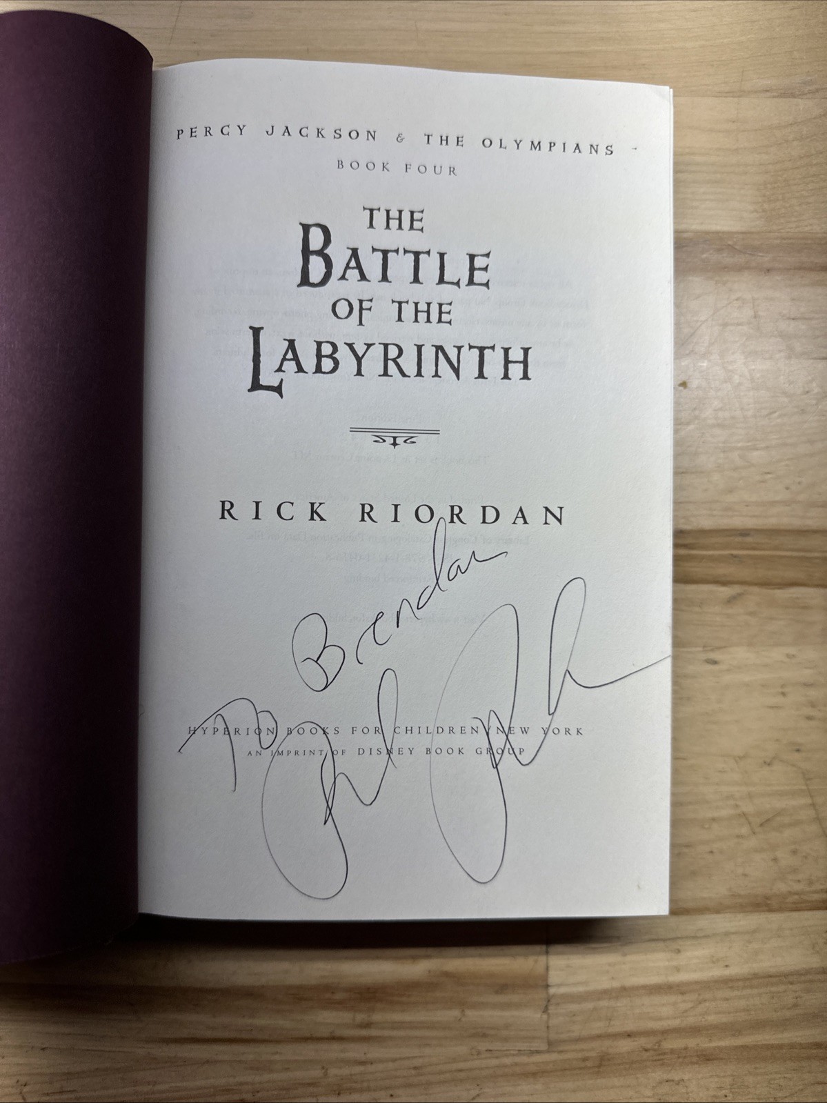 “The Battle Of The Labyrinth” Hardcover Book-Rick Riordan First Edition Signed