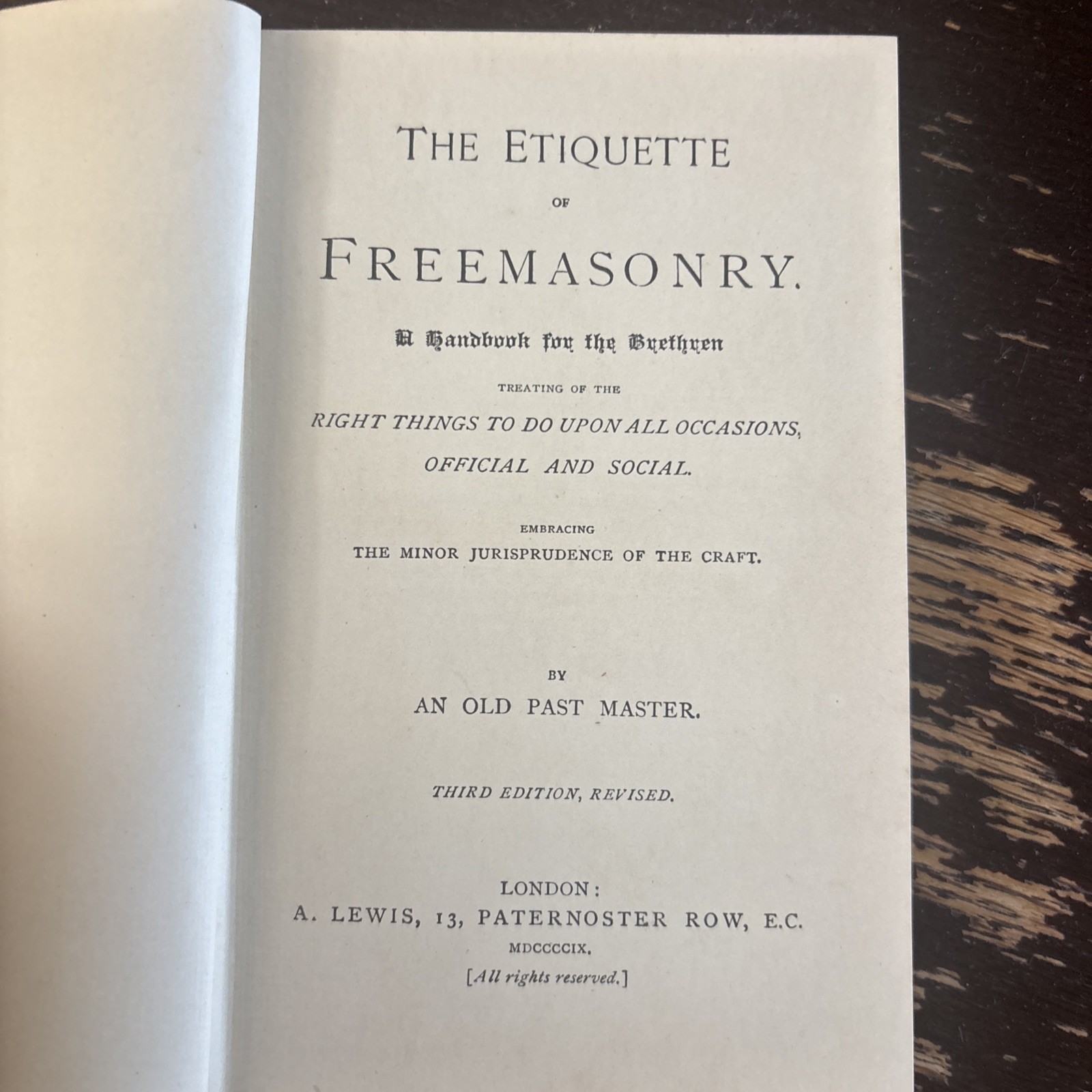 RARE Antique 1909 “The Etiquette of Freemasonry” Handbook, Third Edition