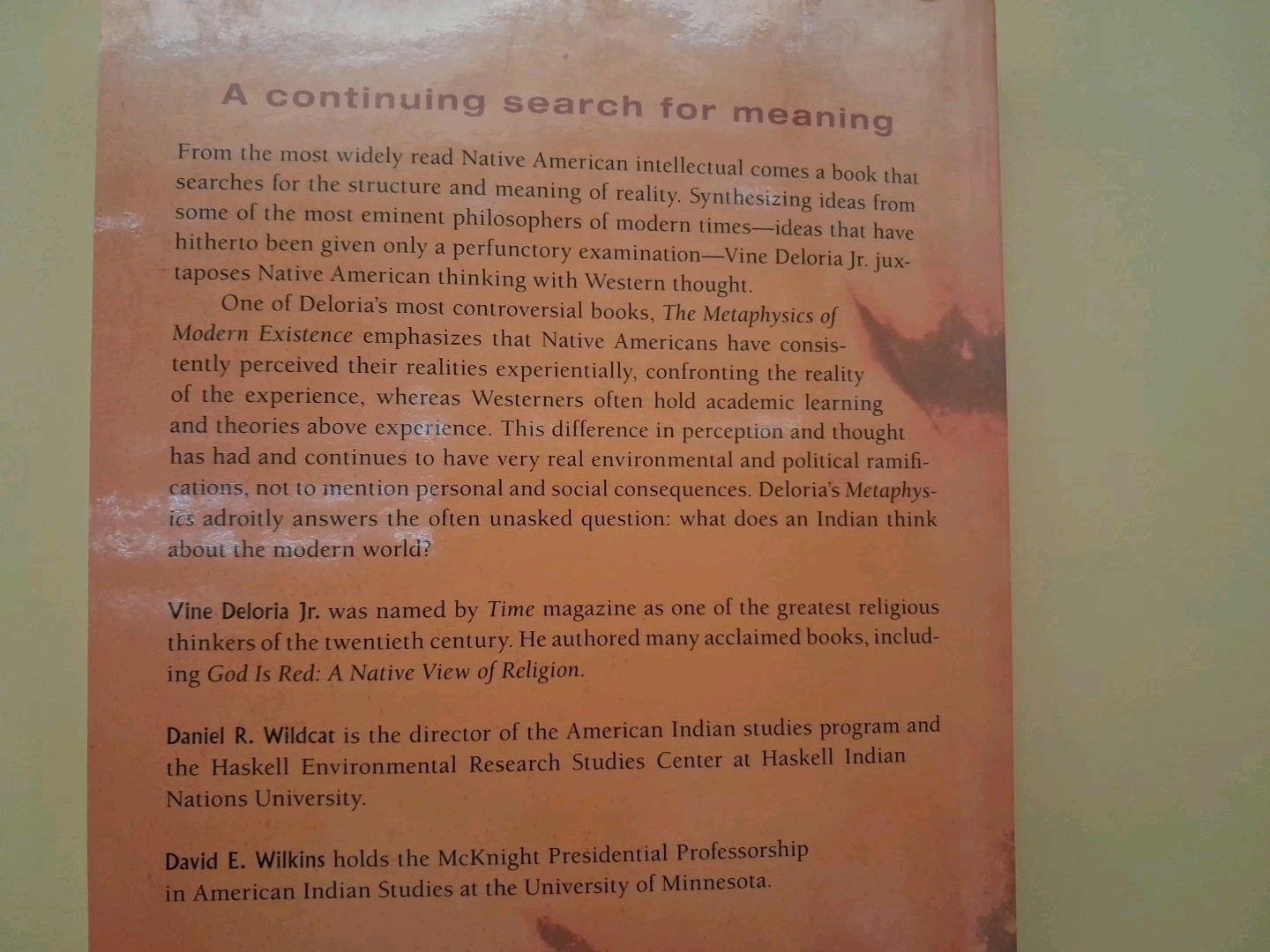 The Metaphysics of Modern Existence, Wilkins, David,Wildcat, Daniel,Deloria Jr.,