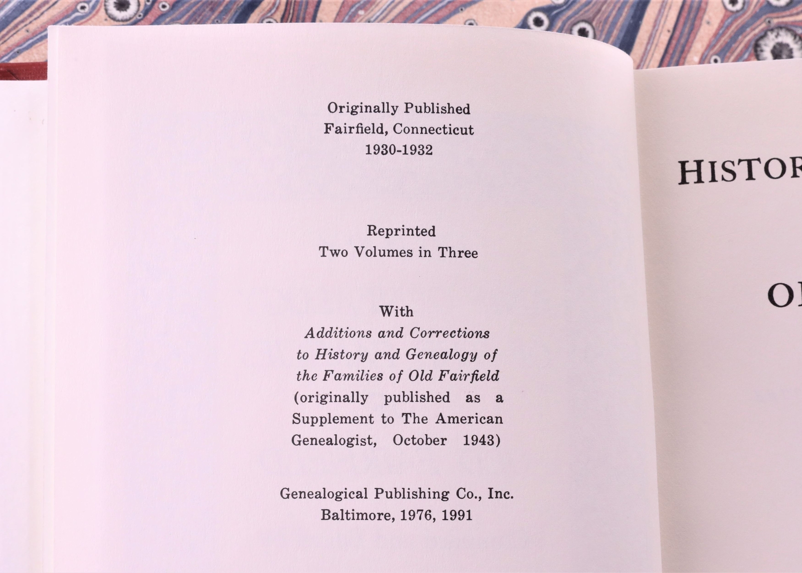 History and Genealogy of the Families of Old Fairfield; Volume 1, Part 1