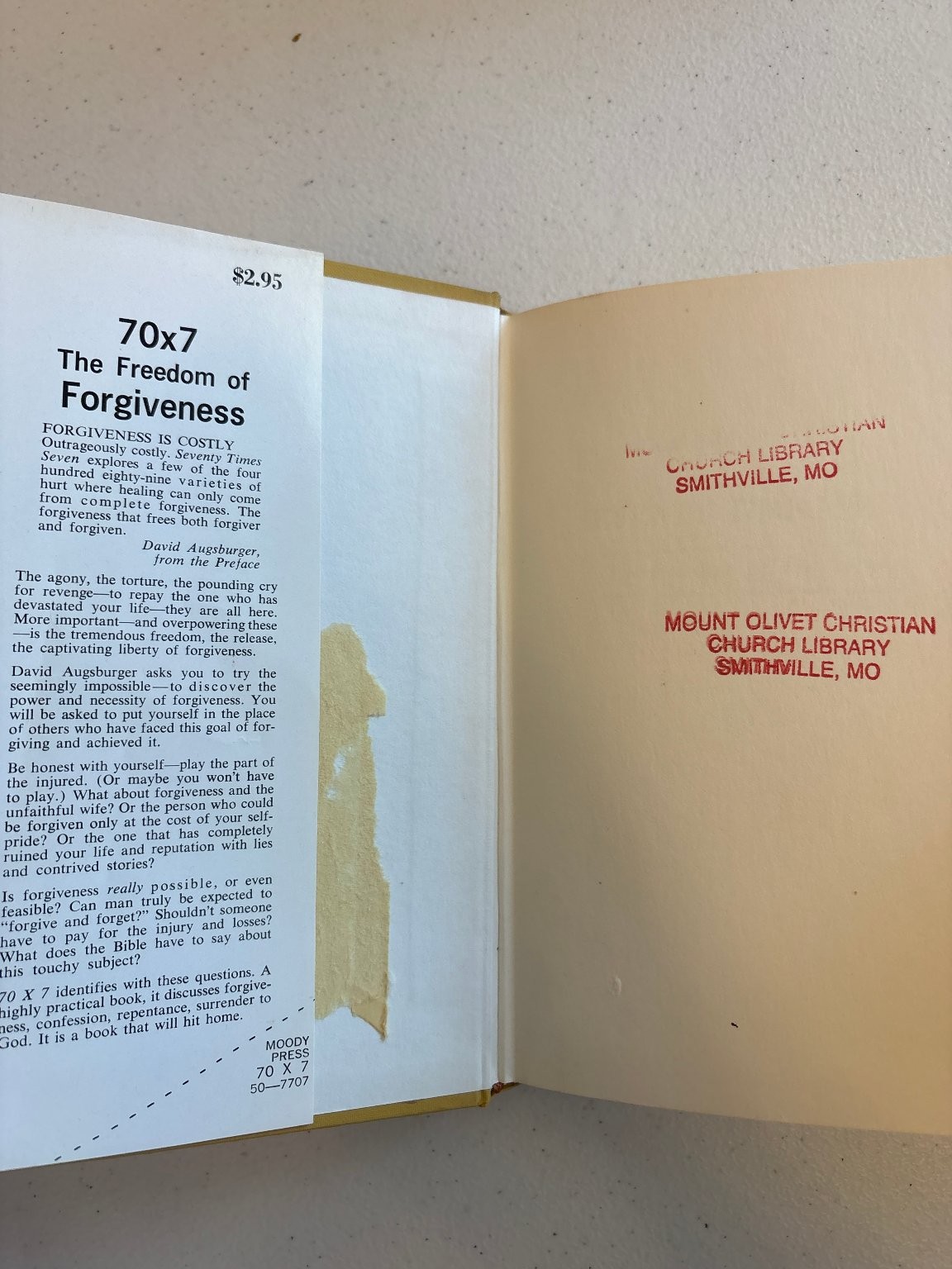 70 X 7 The Freedom of Forgiveness David Augsburger 1970 Moody Press