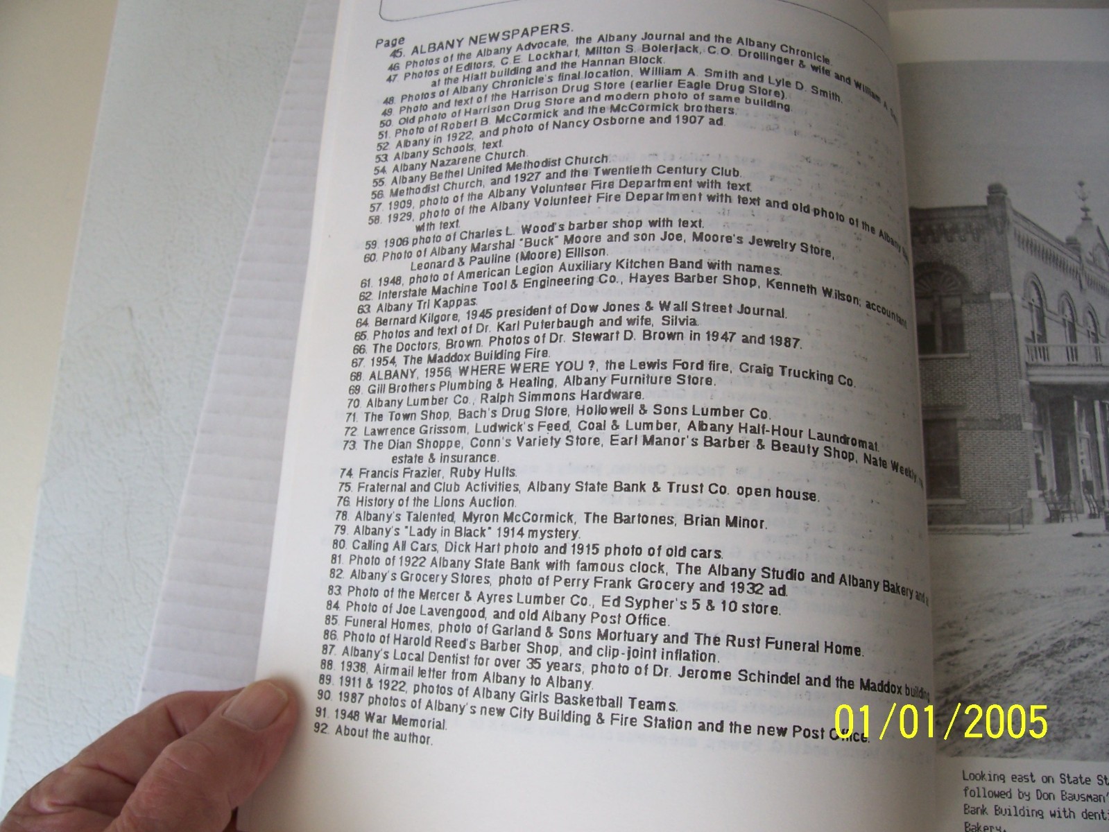 “Yester-Year Albany” Book – INDIANA RARE – 8 1/2″ x 11″ w/92 Pages
