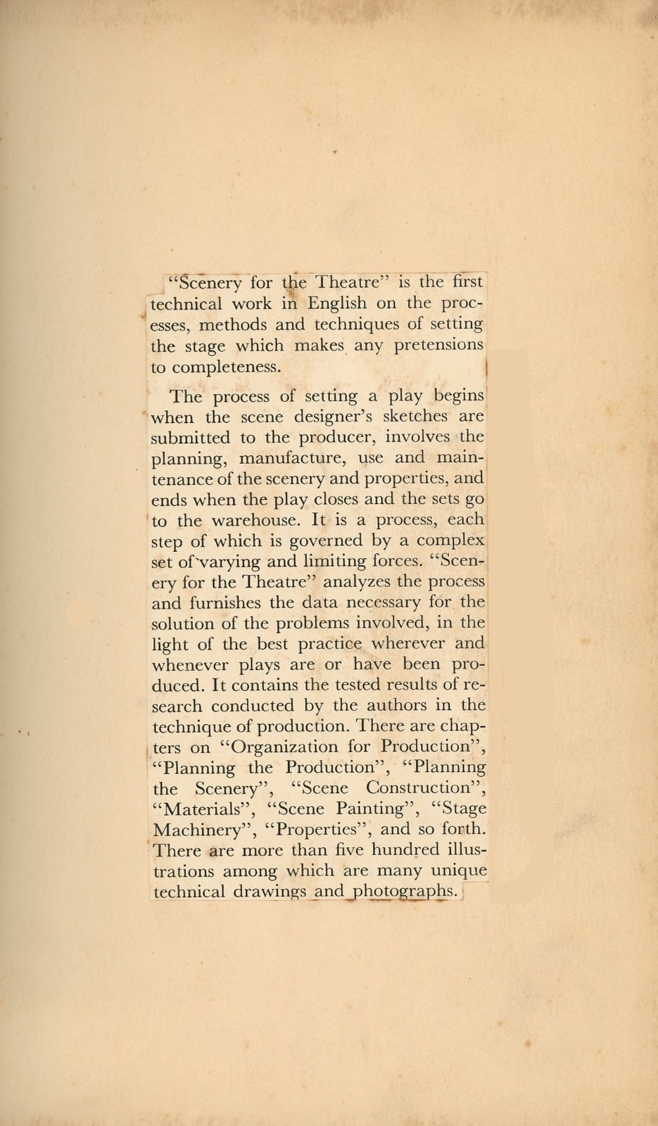 SCENERY FOR THE THEATRE – HAROLD BURRIS-MEYER & EDWARD COLE – 1938 HD/DJ