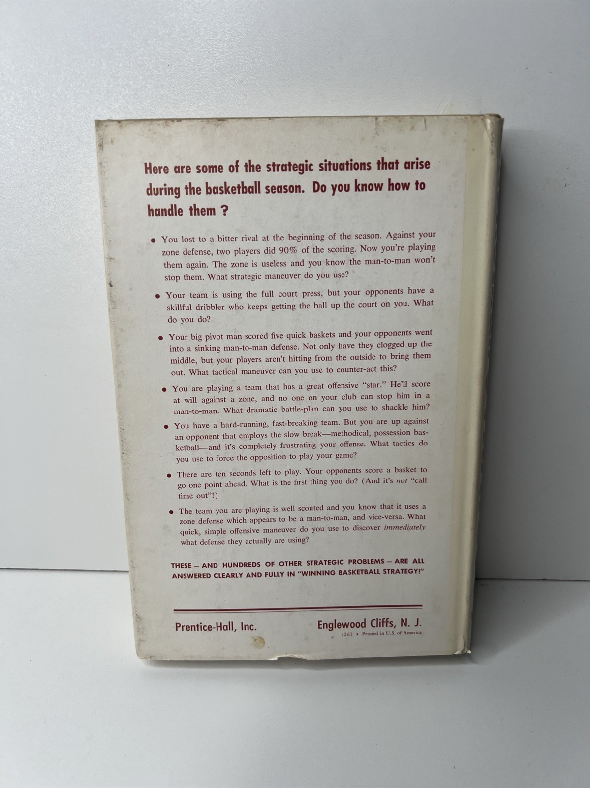 Winning Basketball Strategy by Glenn Wilkes HC 1st Edition 4th Printing 1962