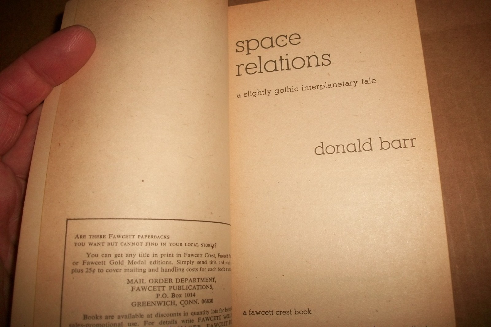 Space Relations Donald Barr Gothic Fawcett Crest P2370 $1.25 Feb 1975 1st prt EX