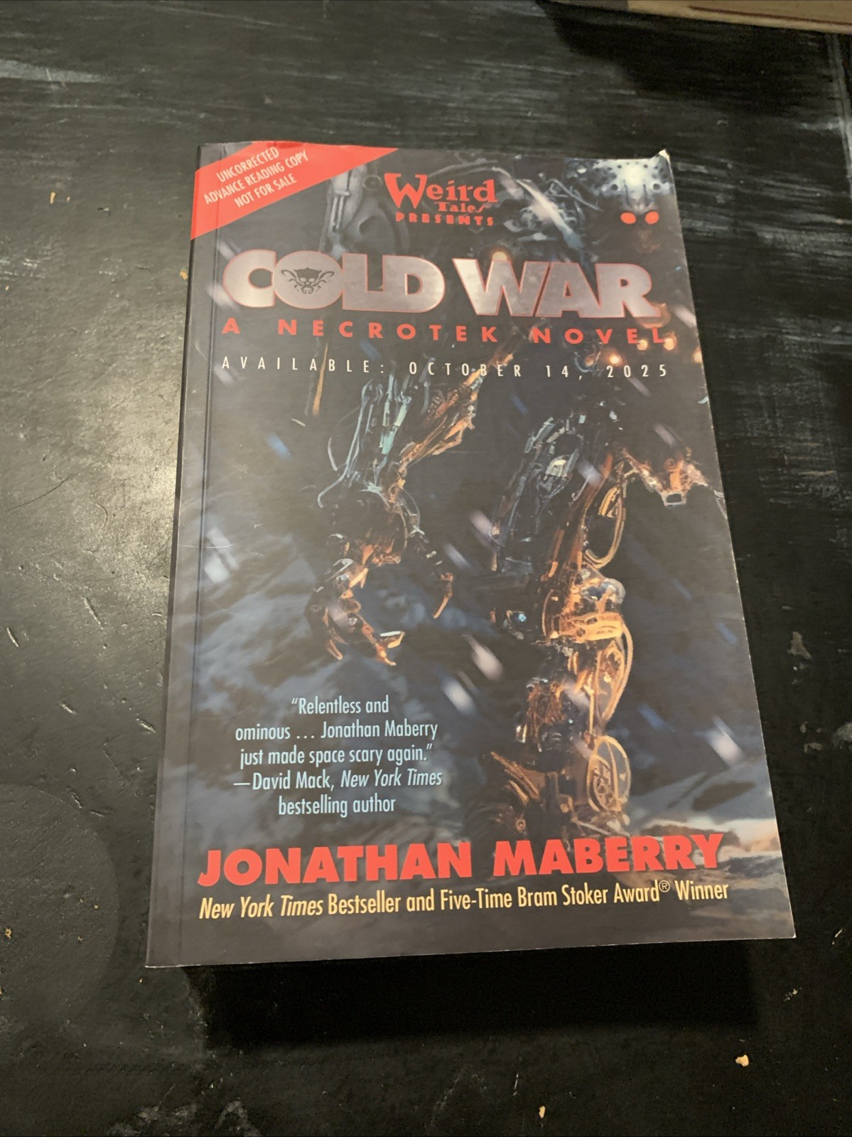 Cold War A Necrotek Novel By Jonathan Maberry Advanced Readers Copy (weird Tales