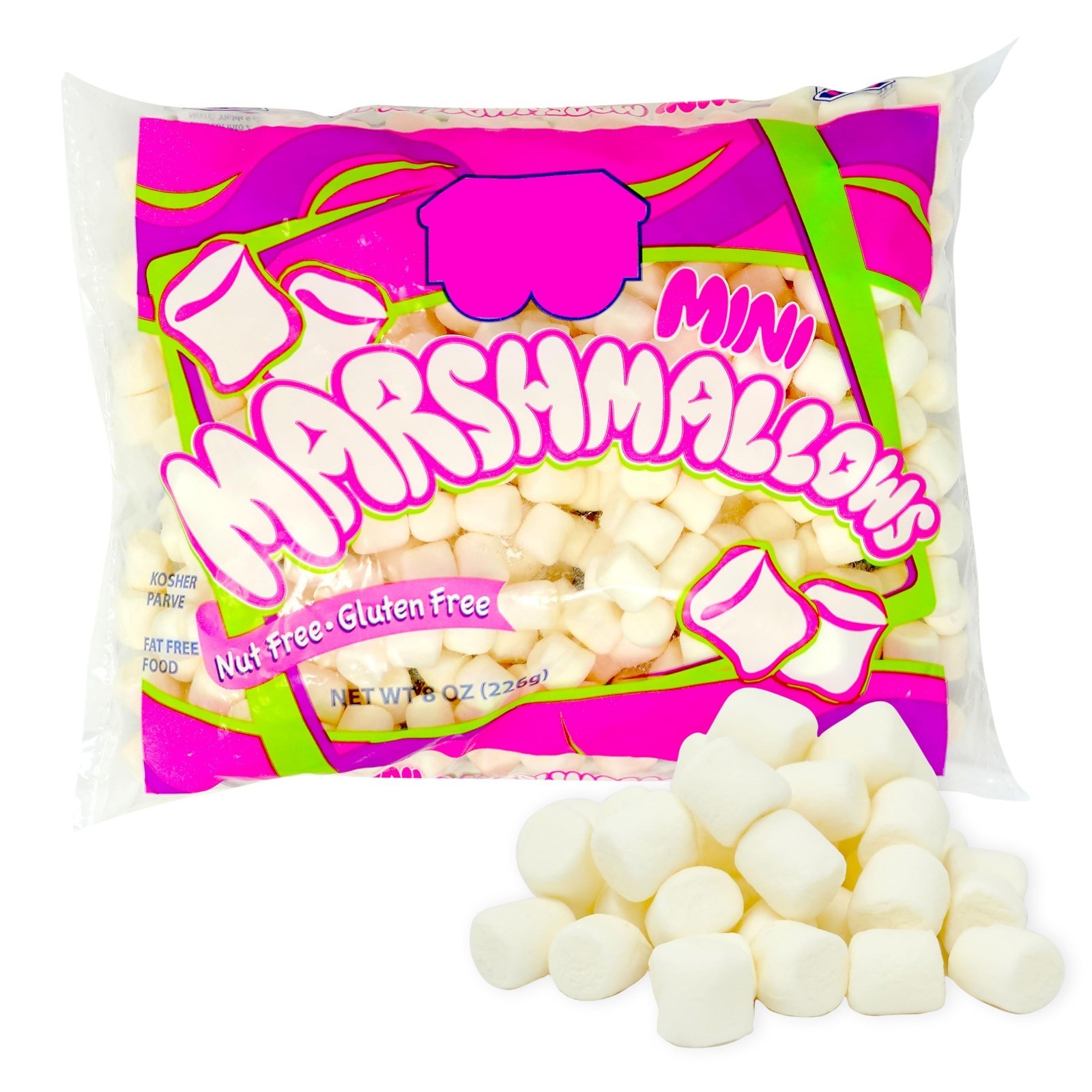 Mini Marshmallows – 2 Bags (1 lb Total), White & Vanilla, Kosher, Nut-Free, Glut