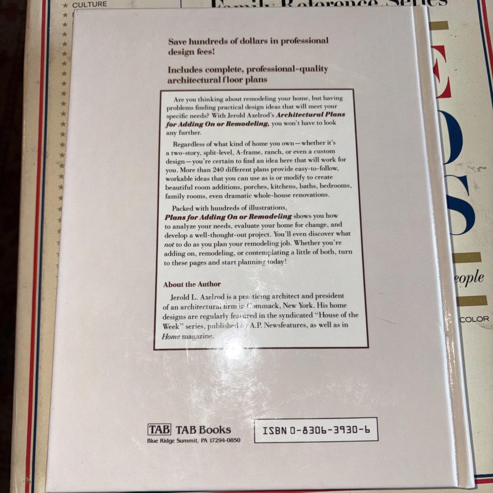 Architectural Plans for Adding On or Remodeling by Jerold L. Axelrod-Hardcover
