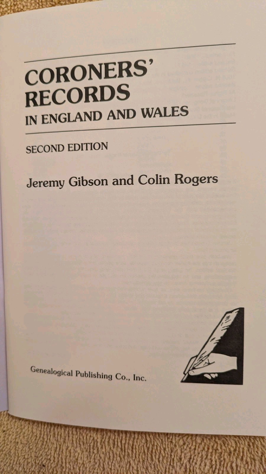 CORONERS’ RECORDS IN ENGLAND & WALES, 2nd Edition, PB, 1998, Genealogy, 48 Pages