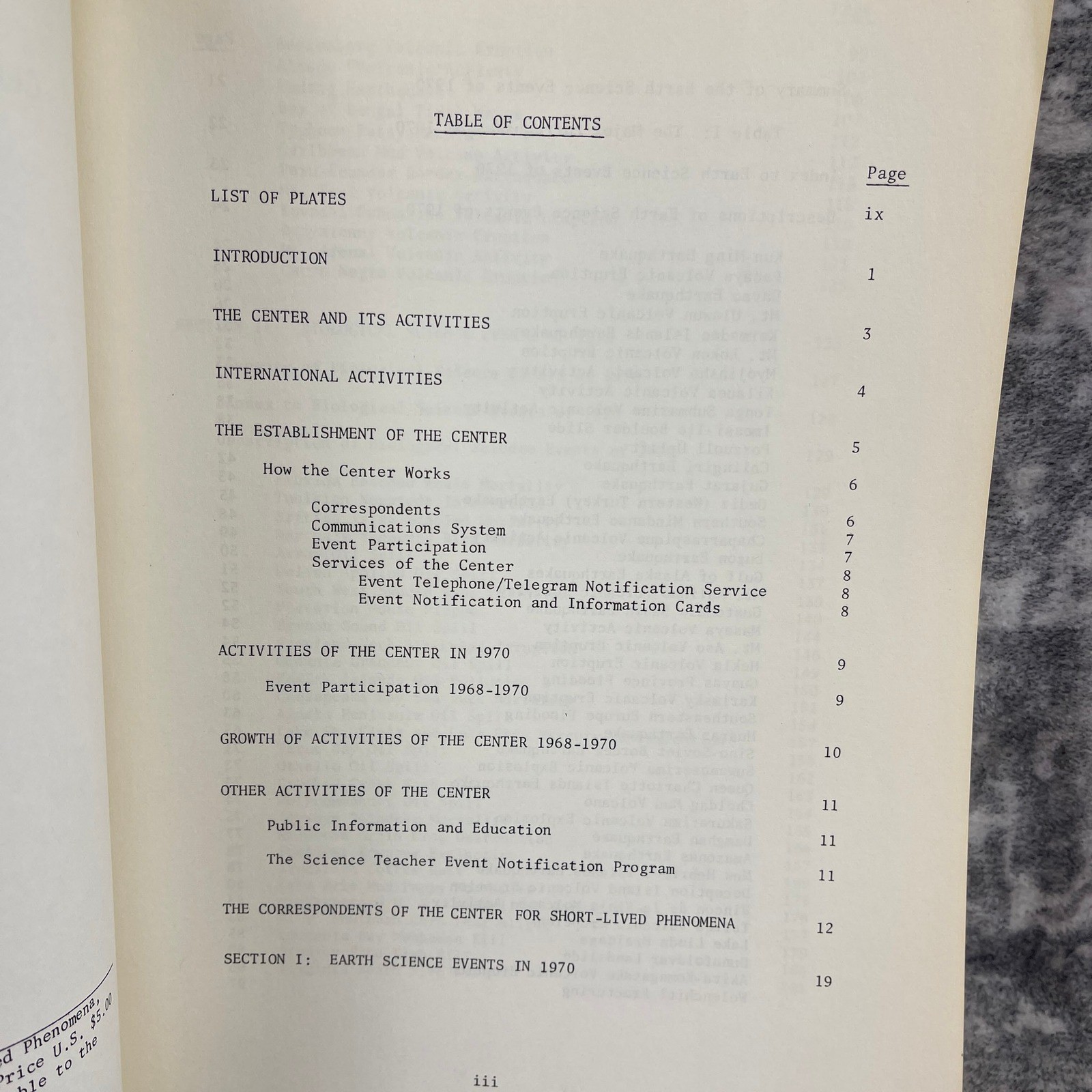 Smithsonian Institution Short-Lived Phenomena 1970 Annual Report Science