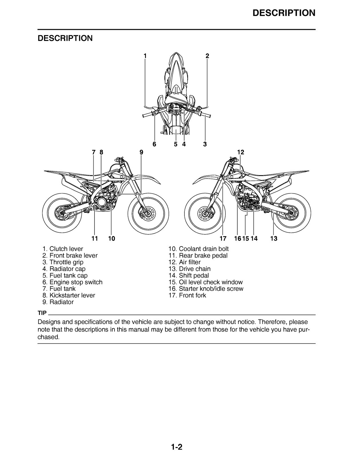 YAMAHA YZ250F Owners Service Manual 2017 – FIXED – JACKET – XL FOLDOUT PAGES