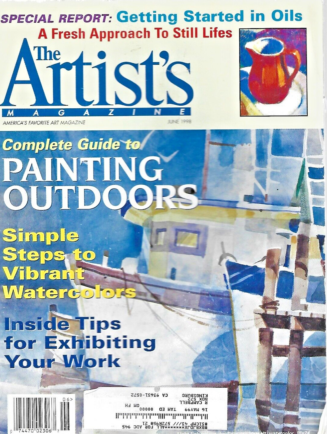 6-THE ARTIST’S MAGAZINES” FEB 98- MARCH 98- APRIL 98- JUNE 98- AUG 98- OCT B13