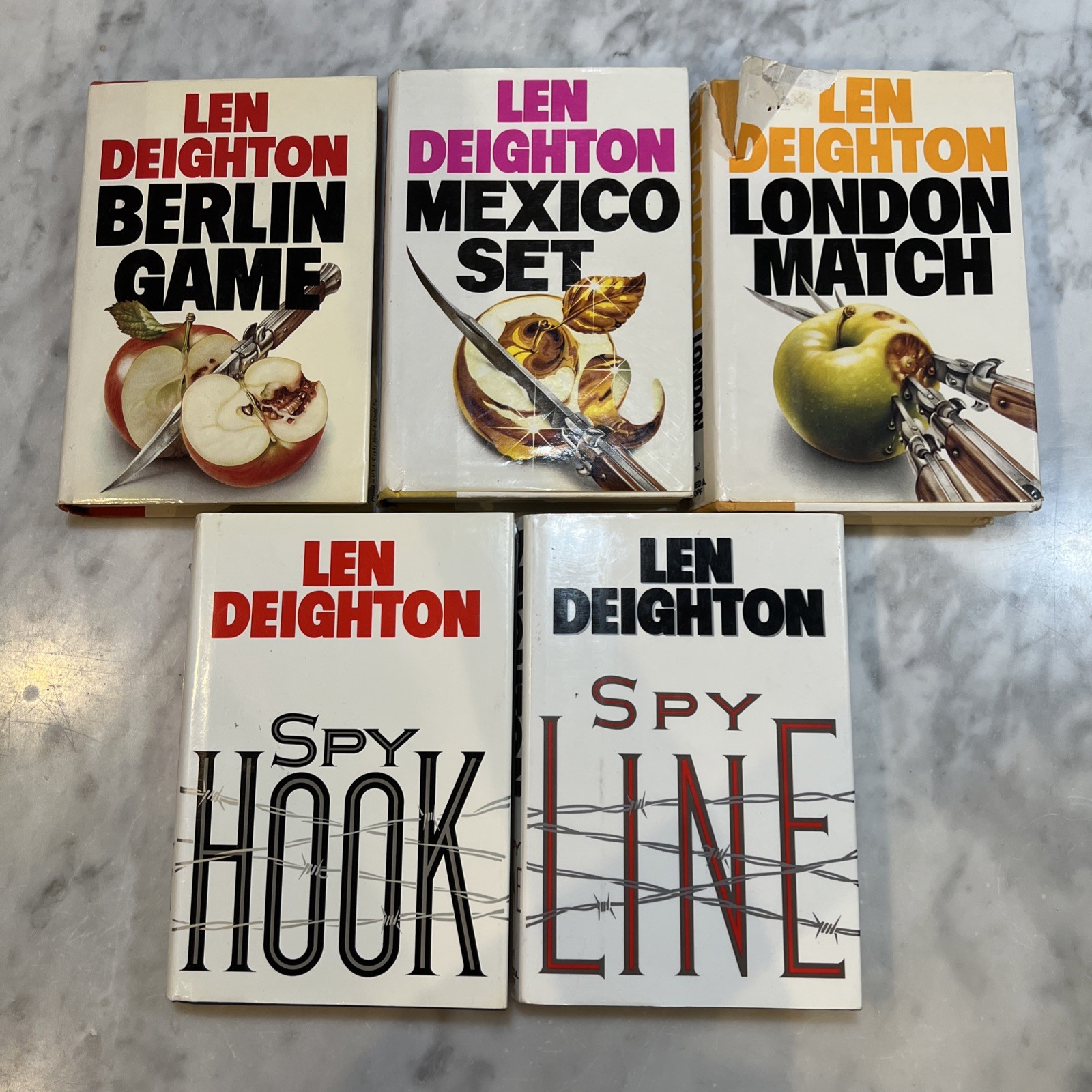 Len Deighton Book Lot 5 Trilogy And Set 2 Spy Hook Spy Line HC DJ Several 1st