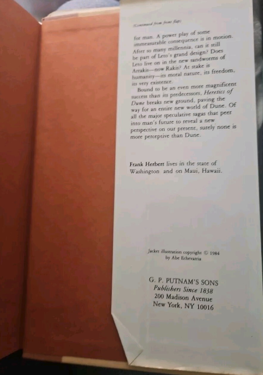 Heretics of Dune, Frank Herbert, 1984 hardcover Dust Jacket