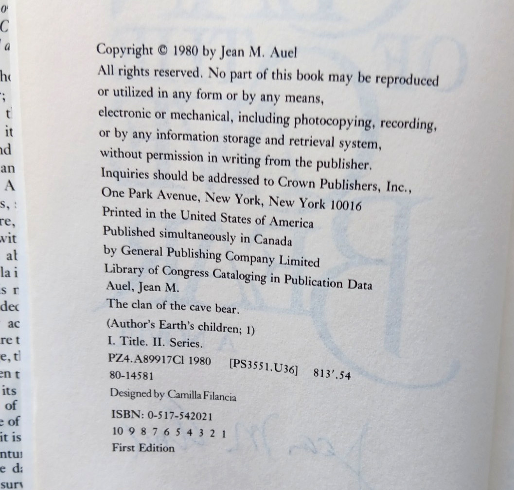 Clan of the Cave Bear Jean M. Auel, First Edition SIGNED 1980
