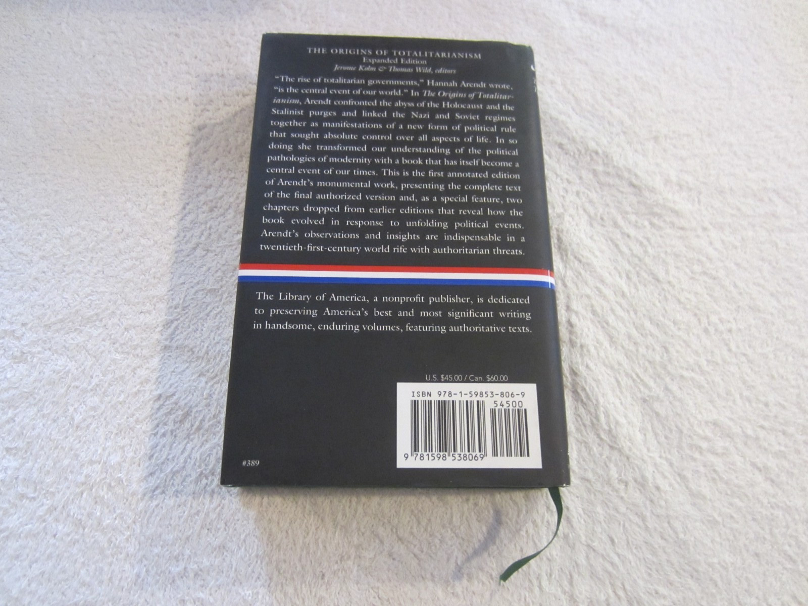 The Origins of Totalitarianism by Hannah Arendt – Library of America 1st HCDJ