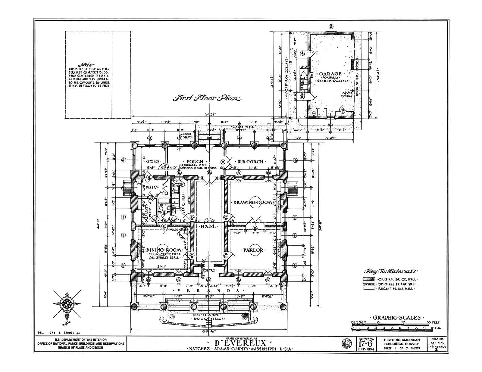 Historic House Plan Drawings of Natchez, Mississippi