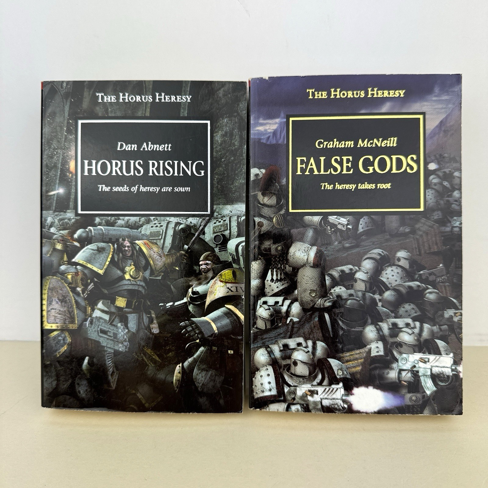 Horus Rising + False Gods Warhammer 40K Horus Heresy 1-2 Paperback Lot MMPs