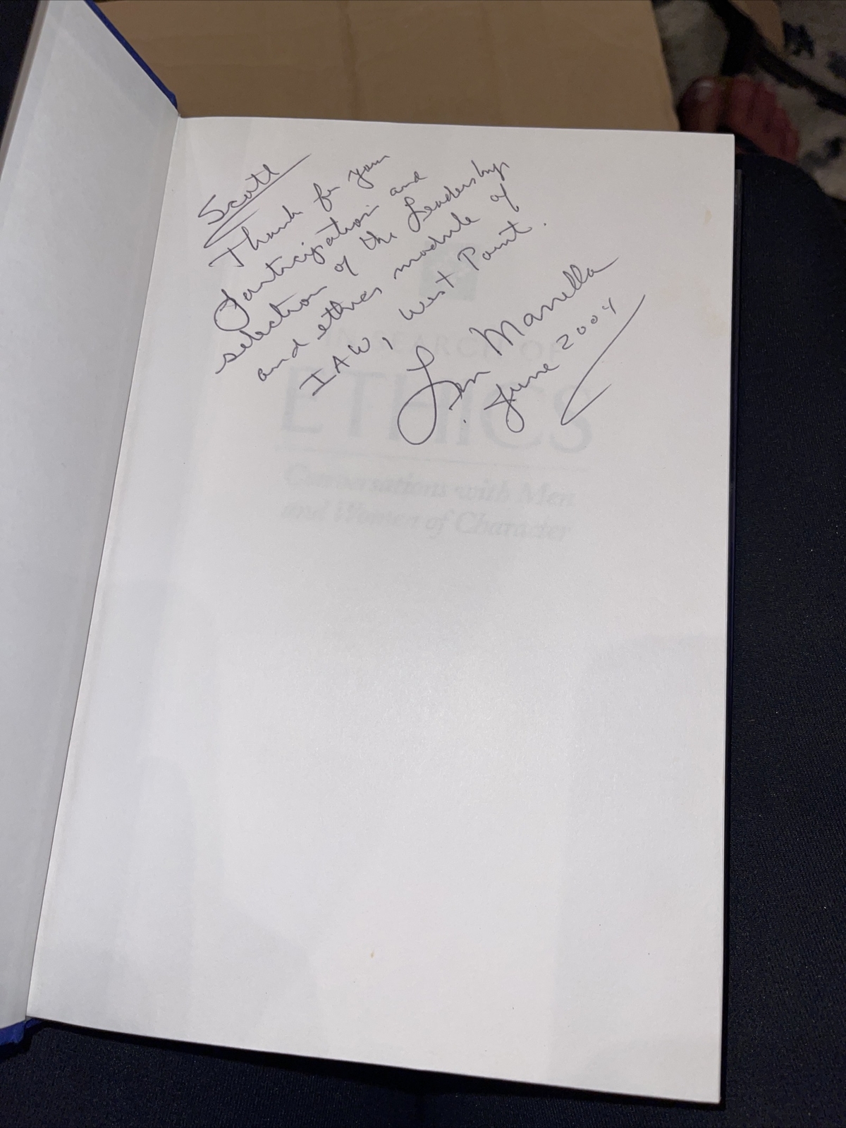 In Search of Ethics: Conversations Men/Women Character Signed Marella West Point