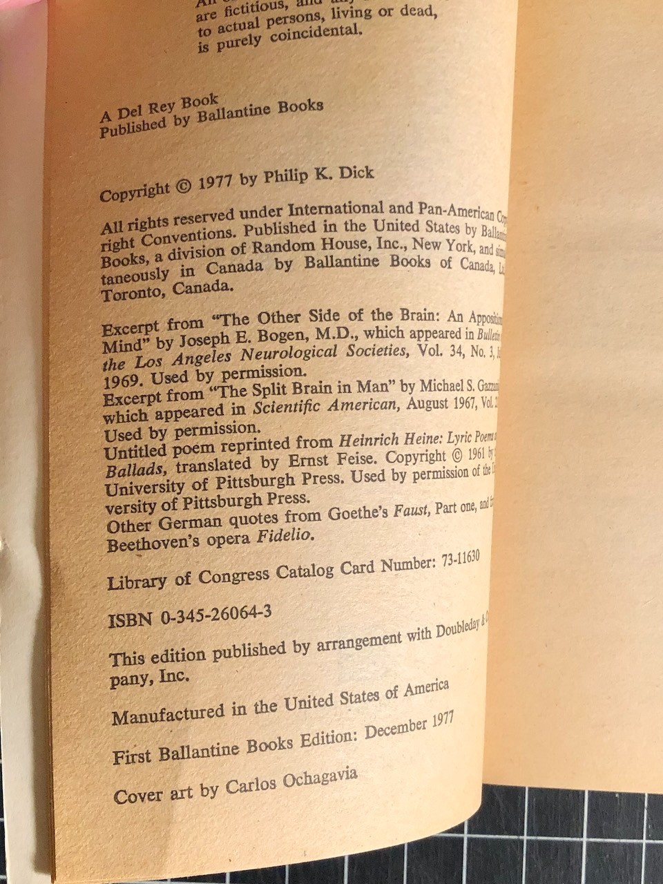 A SCANNER DARKLY by Philip K. Dick – 1977 Ballantine