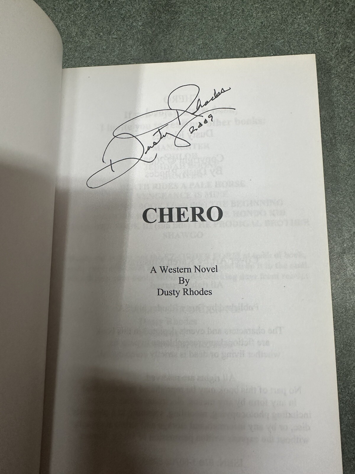 2008 Book – “Chero” – Author Dusty Rhodes Signed!