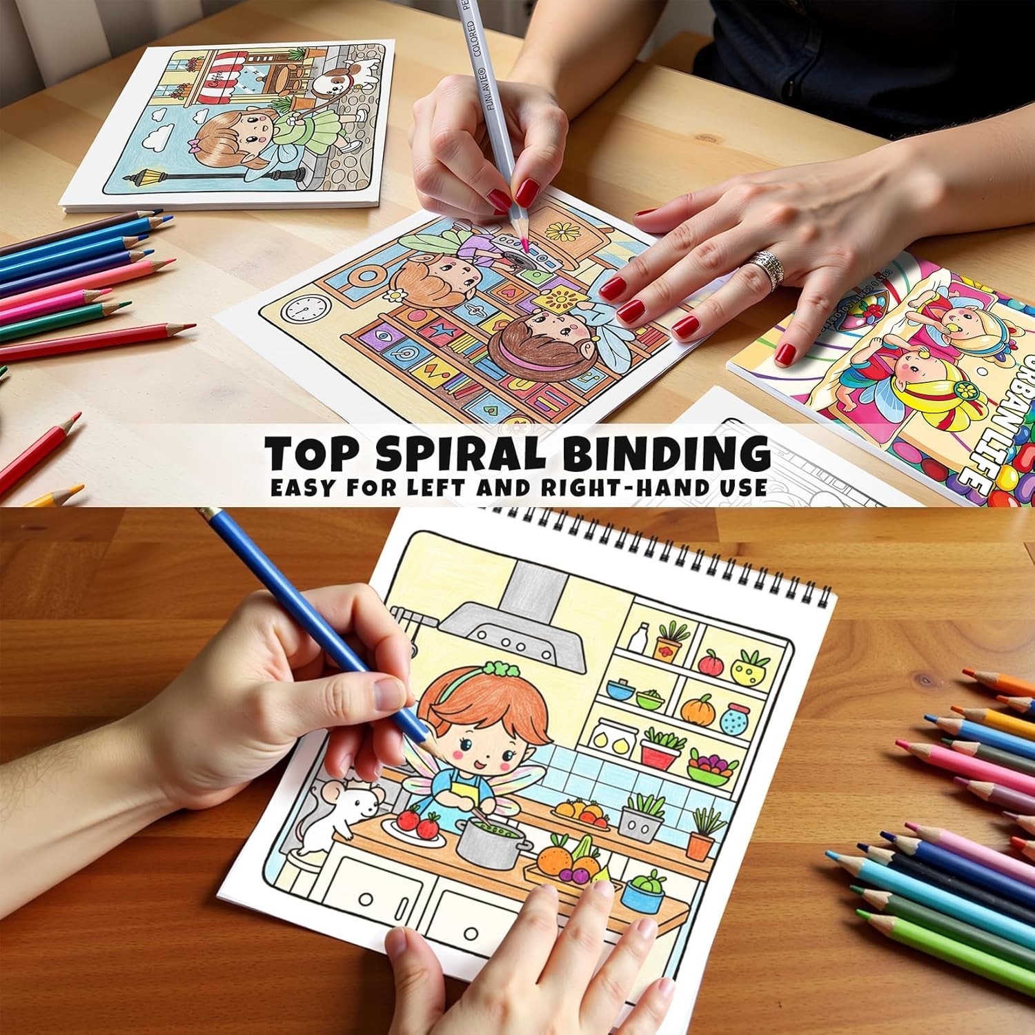 Mindfulness Coloring Book for All Ages | 32 Pages of Fairy Scenes, Spiral-Bound