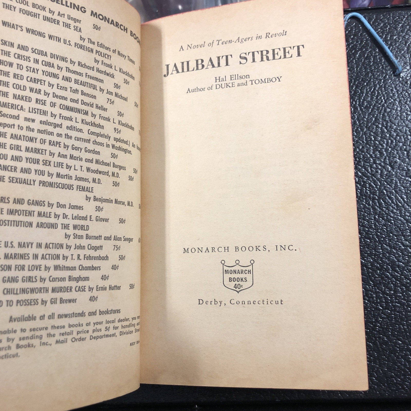 1963 Monarch Books 399 Jailbait Street Hal Ellison Very Nice GGA Sleaze Pulp PB