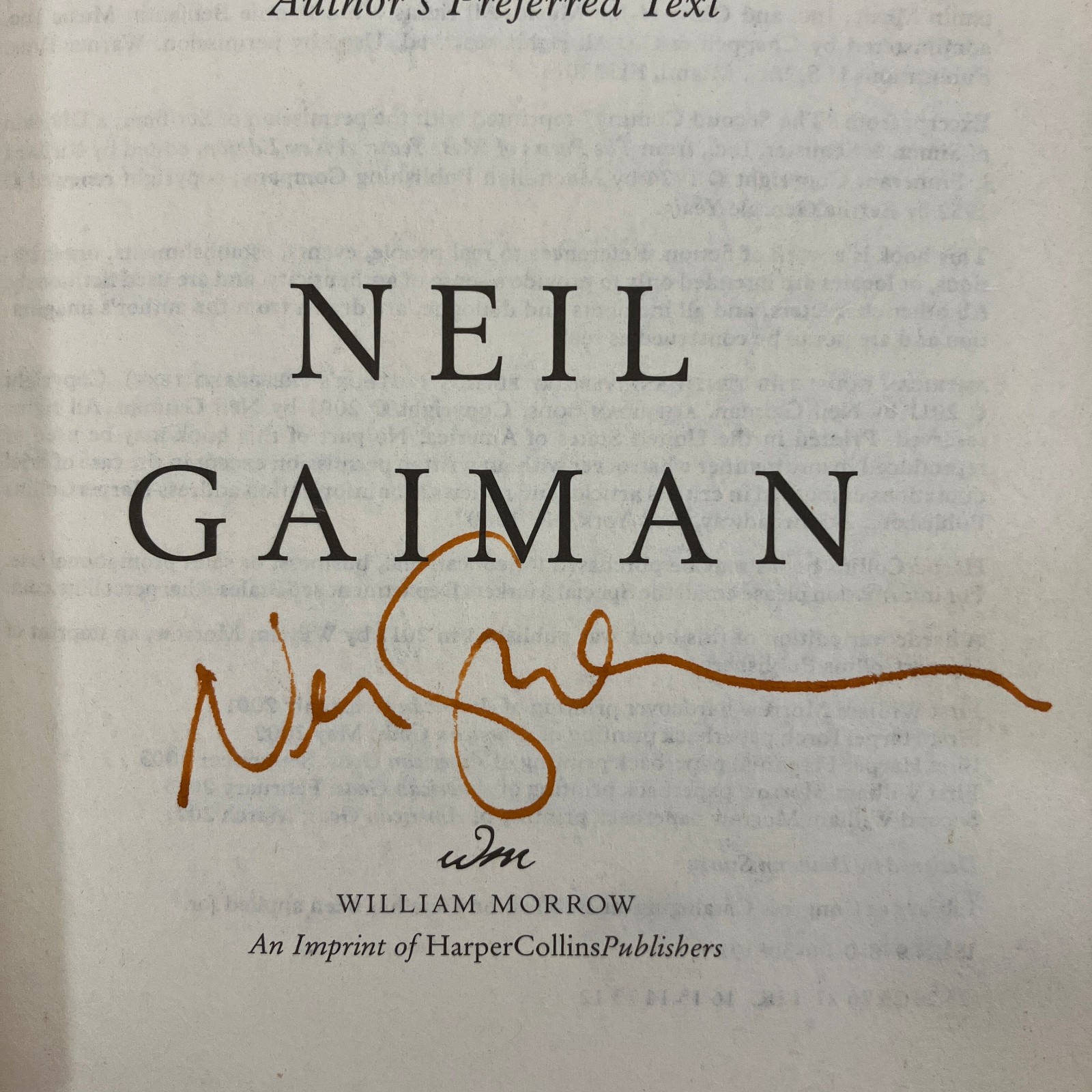 American Gods Neil Gaiman SIGNED William Morrow 2021 Author’s Preferred Text TPB