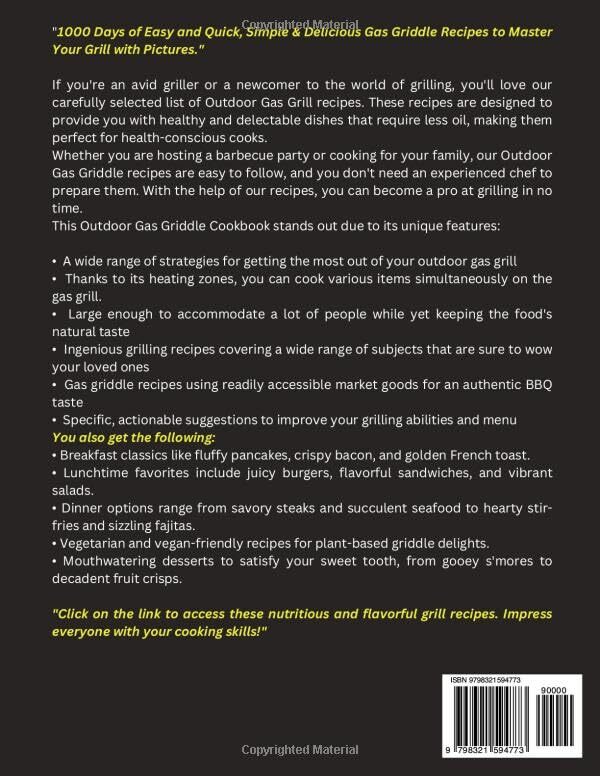 Blackstone Outdoor Gas Griddle Cookbook for Beginners: 1000 Days of Easy and Qui