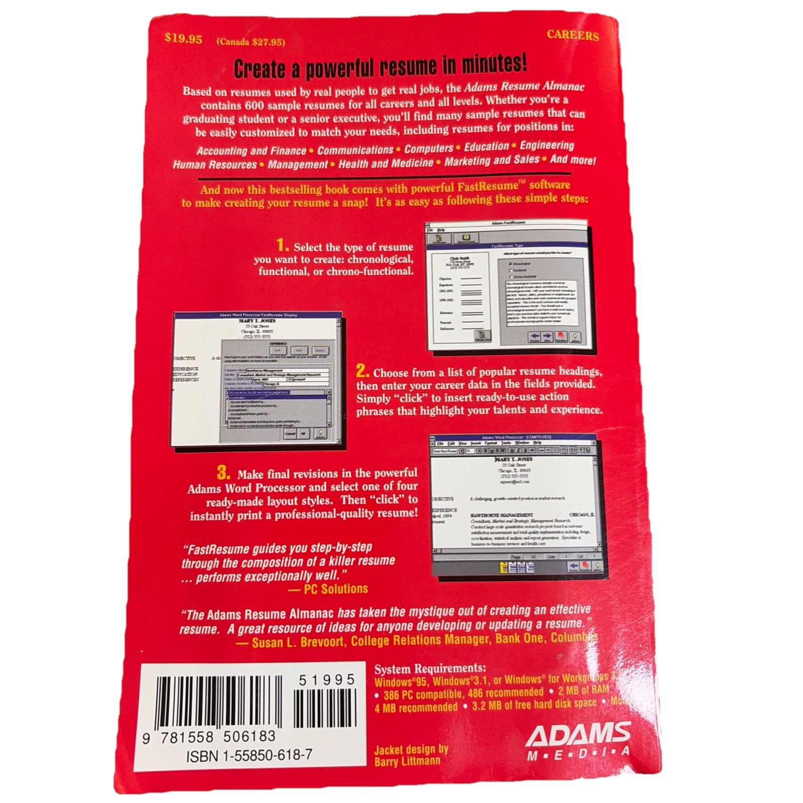 Adams Resume Almanac and Disk by Adams Media Corporation Staff (Copyright 1996)