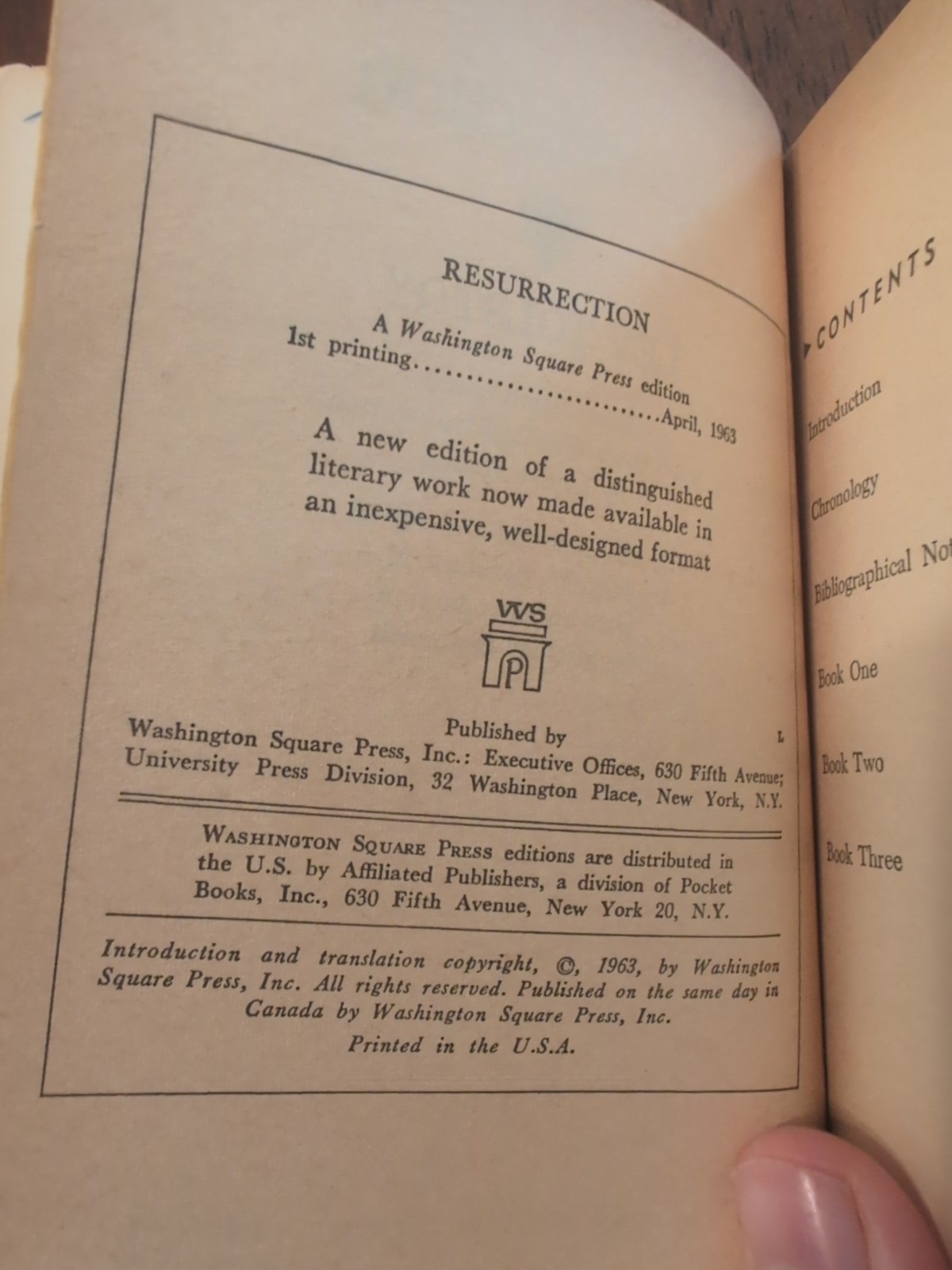 Tolstoy’s Resurrection | Novel 1968 | Washington Square Press