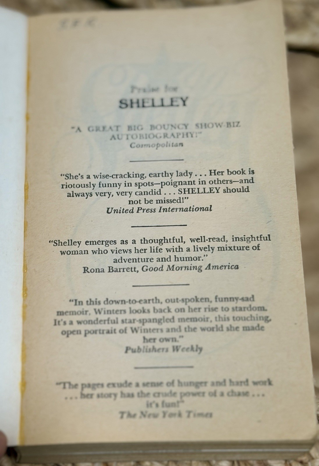 ⭐📖 Shelley Winters “Shelley” Autobiography – 1st Edition Ballantine 1981 📖⭐