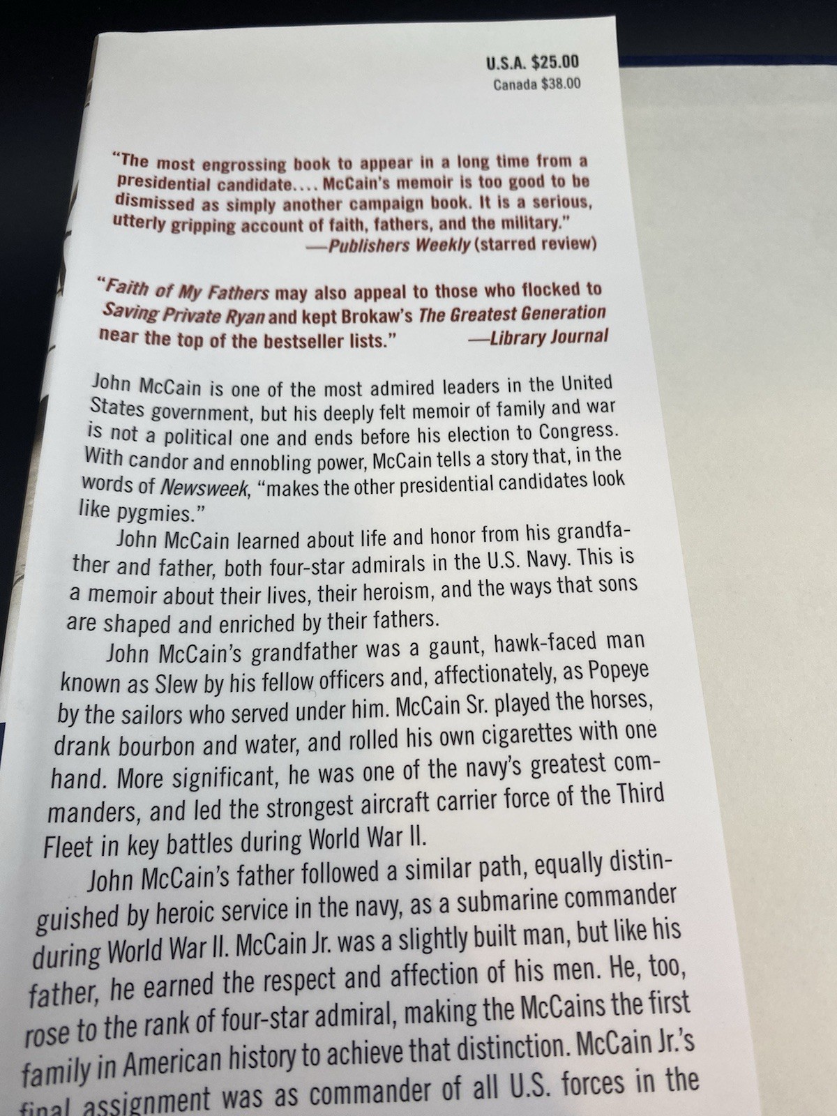 SIGNED John McCain, Mark Salter, Faith Of My Fathers, 1999, Hardback, 349 Pages