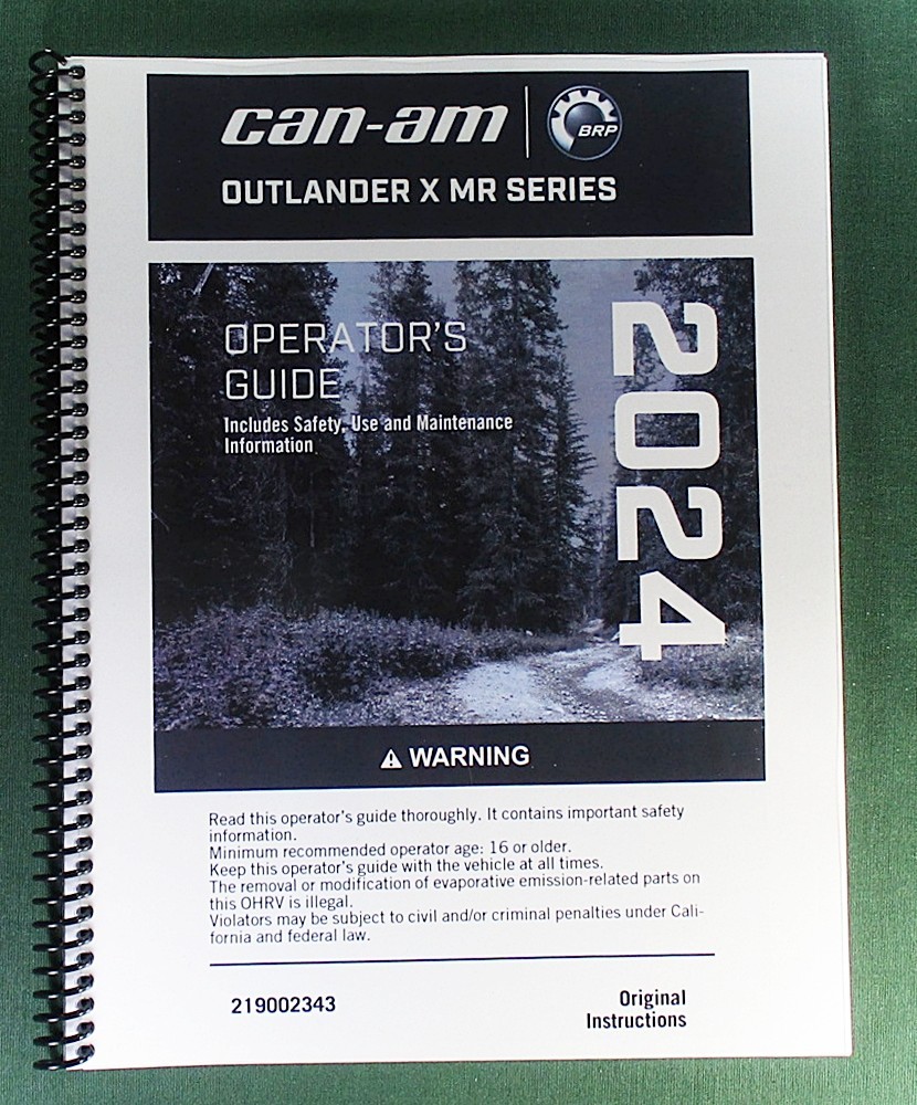 2024 Can-Am Outlander 700 X MR Owner’s Manual: 340 pages & Protective Covers