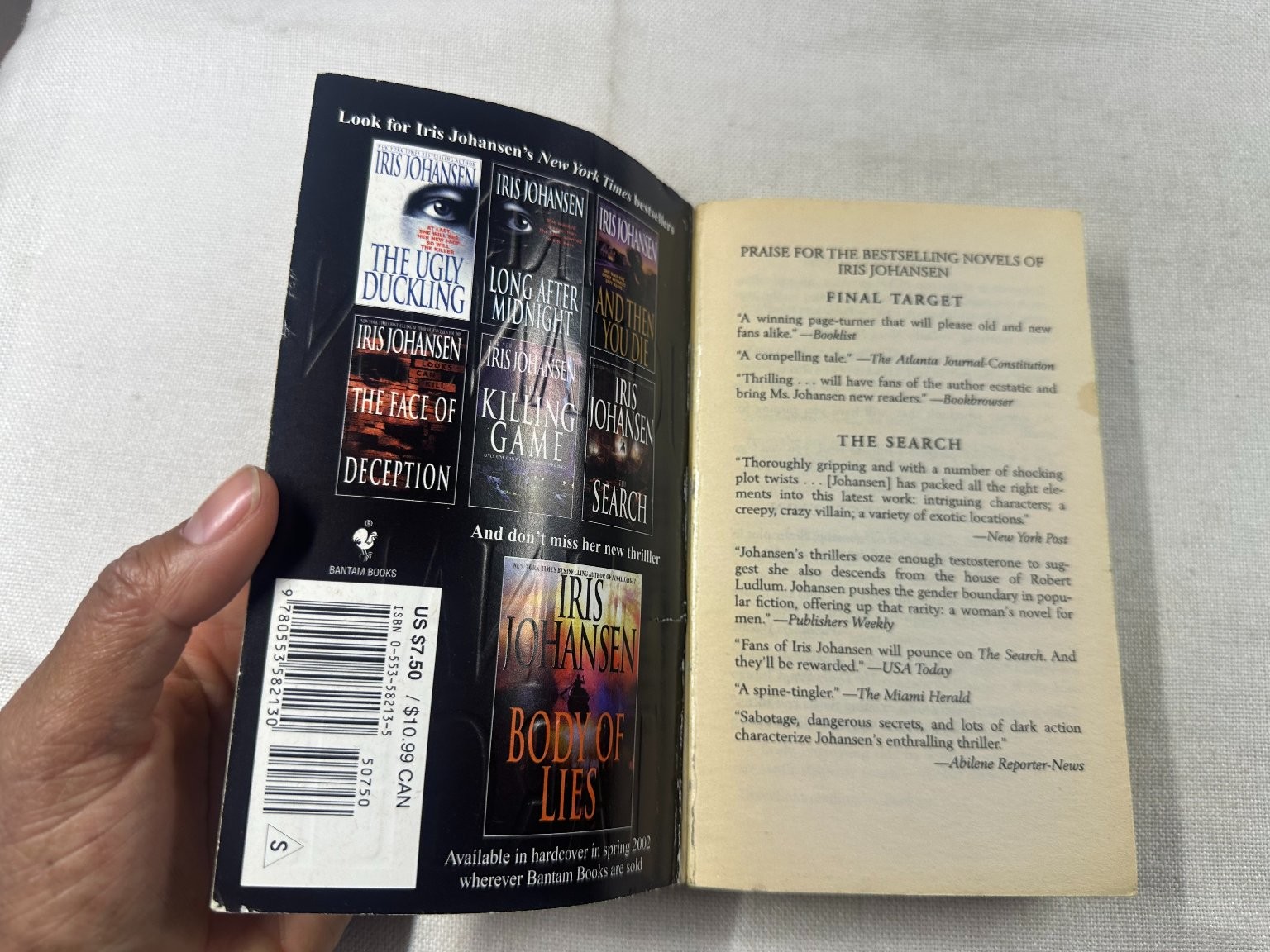 Final Target Iris Johansen 2002 Mass Market Paperback Bantam Books Thriller