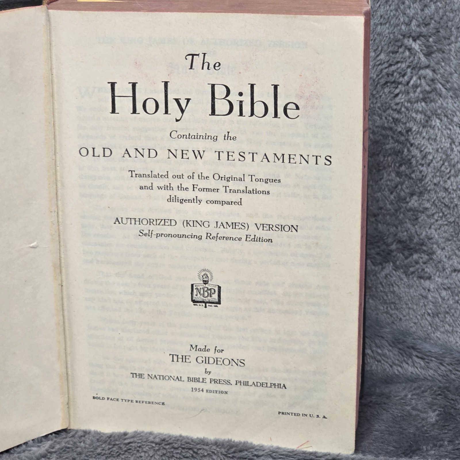 1954 Gideon Holy Bible Authorized King James Version KJV National Bible Press