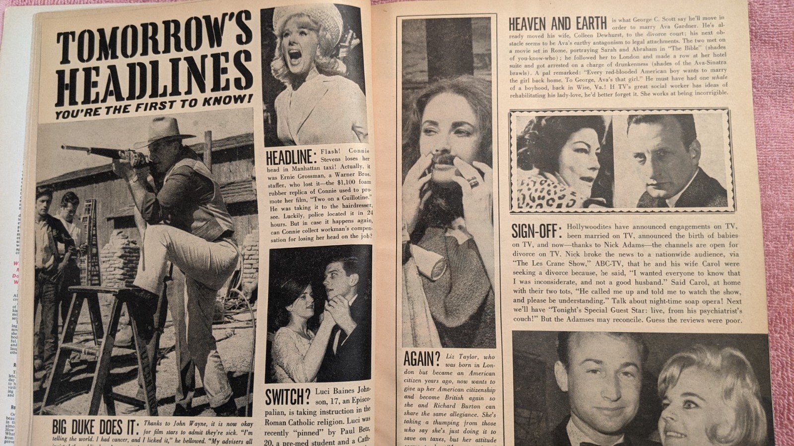 Vintage TV RADIO MIRROR Magazine, April 1965, Good Condition, 92 Pages, Jackie K