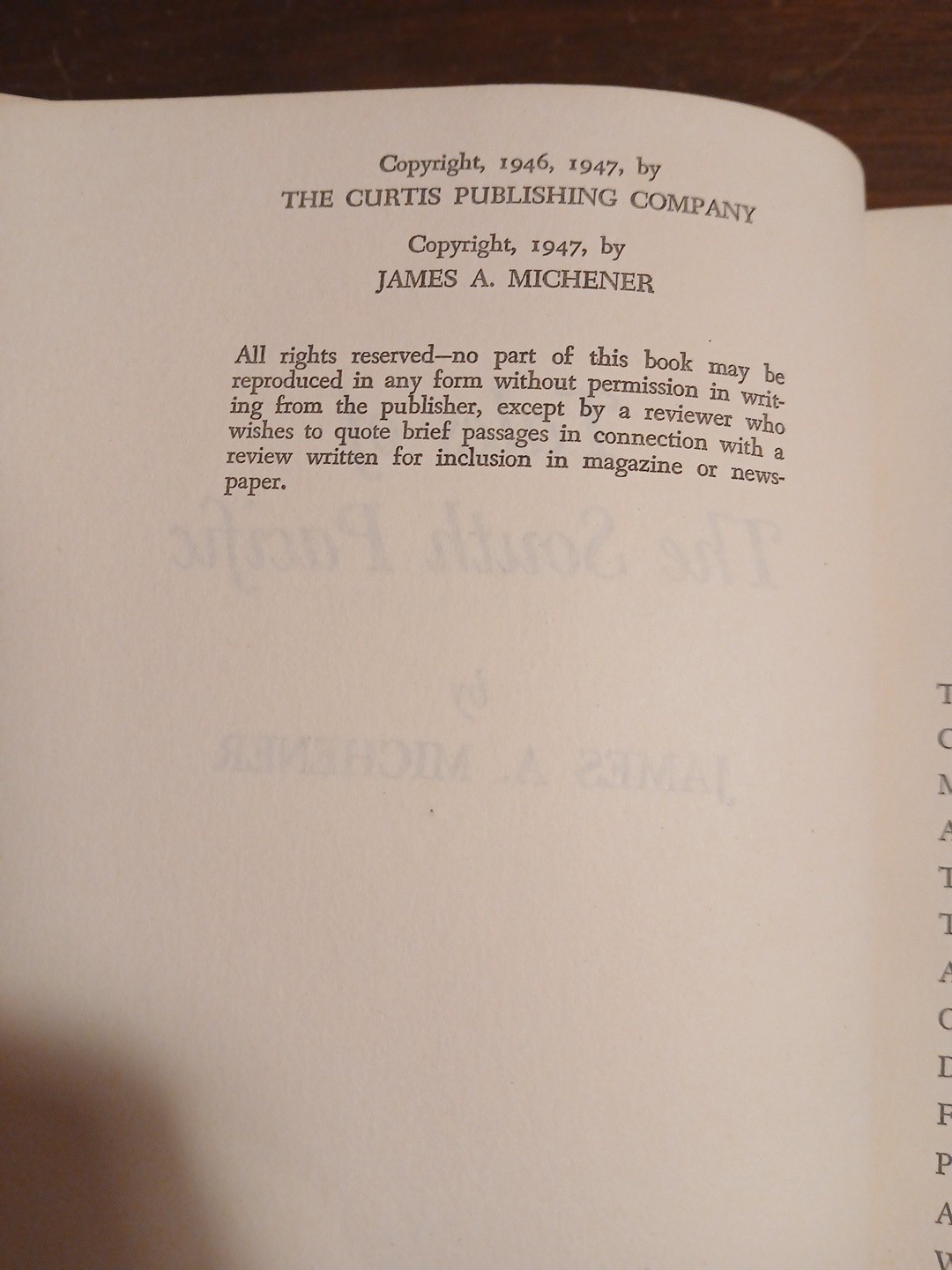 1947 Tales Of The South Pacific HCDJ Book Club Edition by James A. Michener