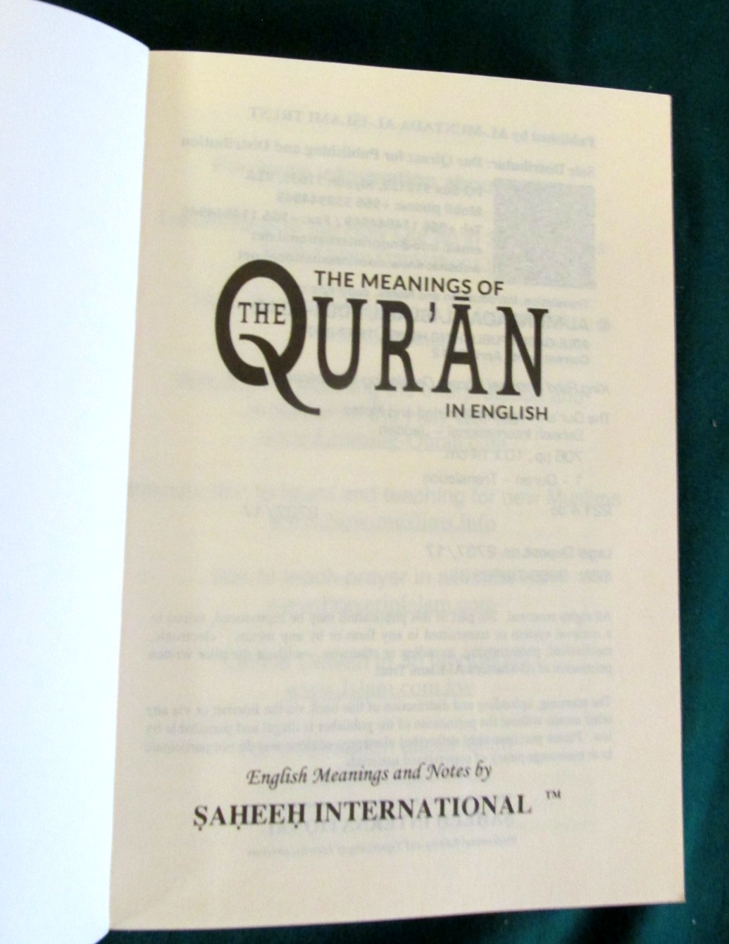 The Quran – English Meanings and Notes by Saheeh International – No Arabic