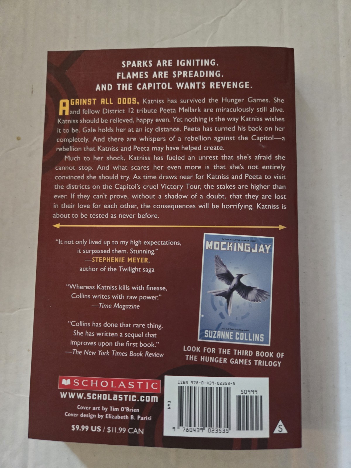 Catching Fire by Susan Collin’s – used – GOOD CONDITION