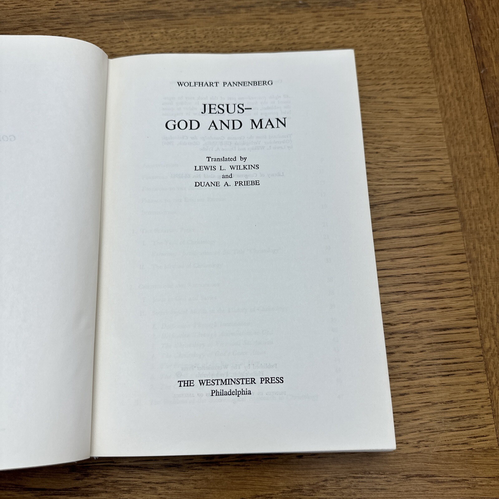 JESUS GOD AND MAN By Wolfhart Pannenberg Hardcover 1968 The Westminster Press DJ