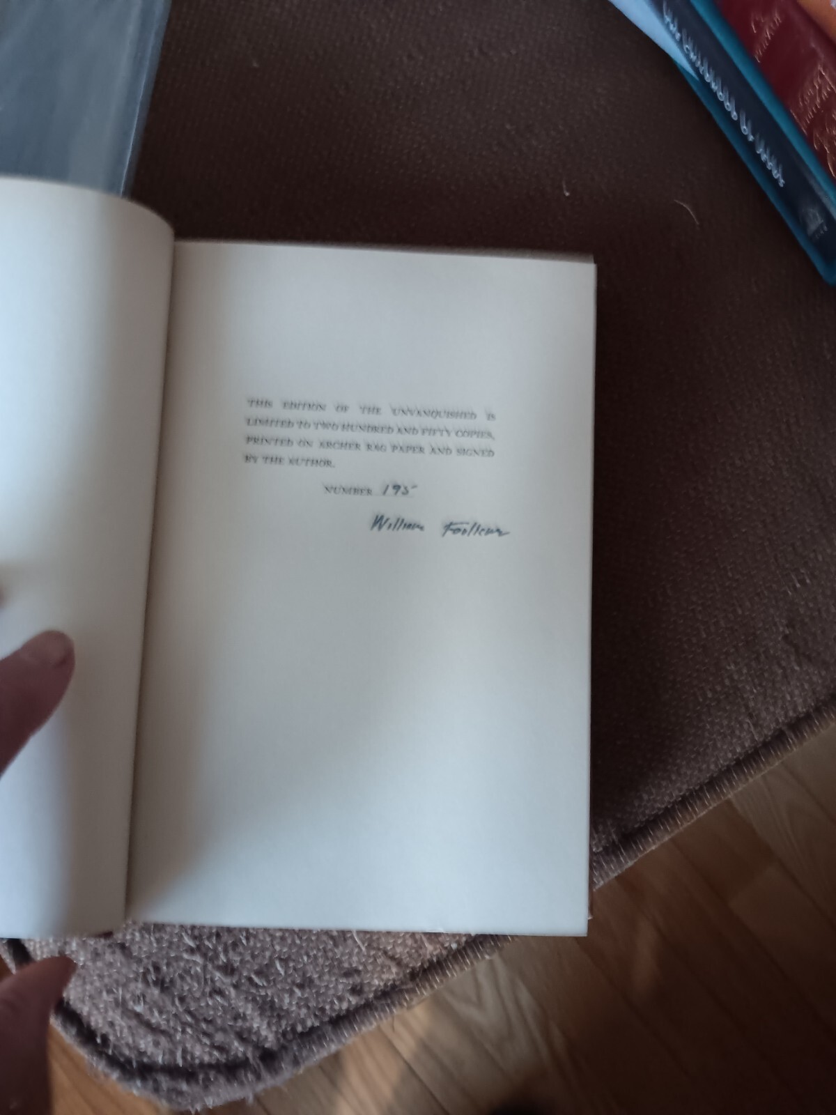 Unvanquished by William Faulkner signed numbered edition out of 250 nobel