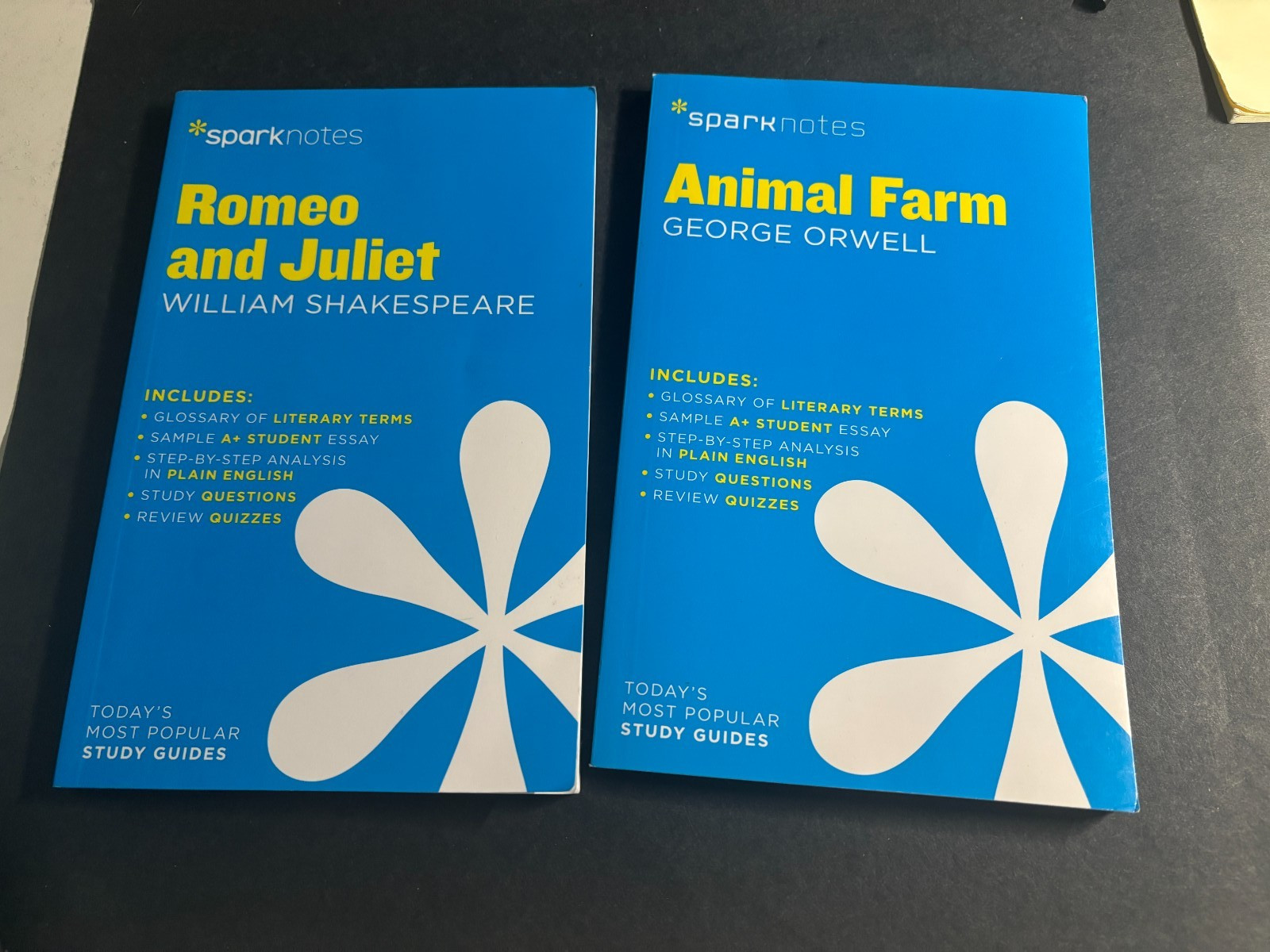 Spark Notes Animal Farm AND Romeo and Juliet (No writing or highlights)