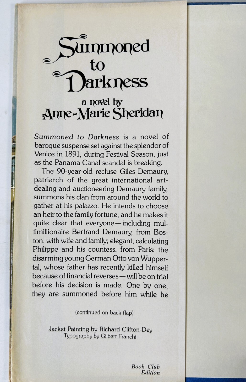 Summoned to Darkness by Anne-Marie Sheridan 1978 Hardcover w Dust Jacket