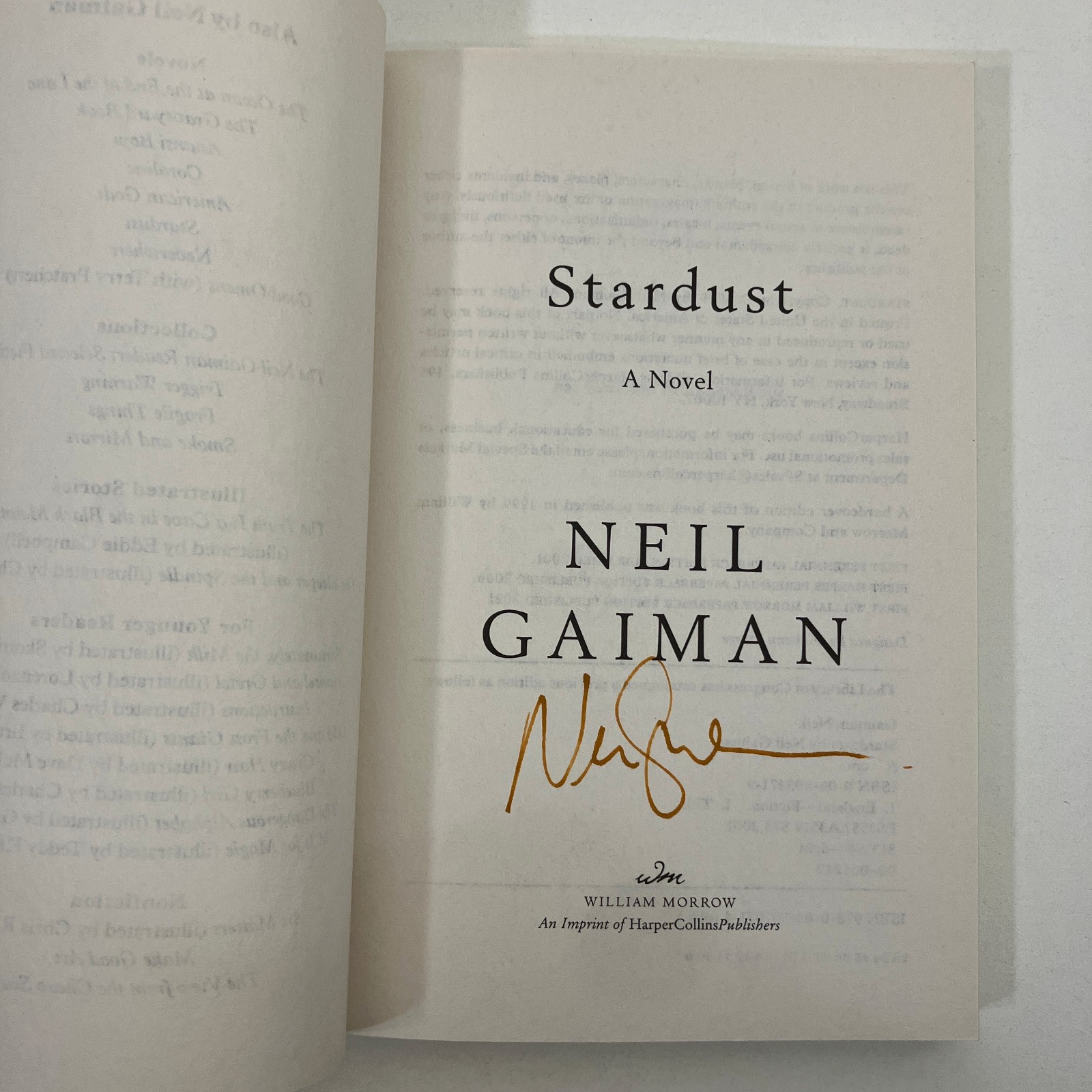 Stardust Neil Gaiman SIGNED William Morrow 2021 Fantasy Trade Paperback Novel