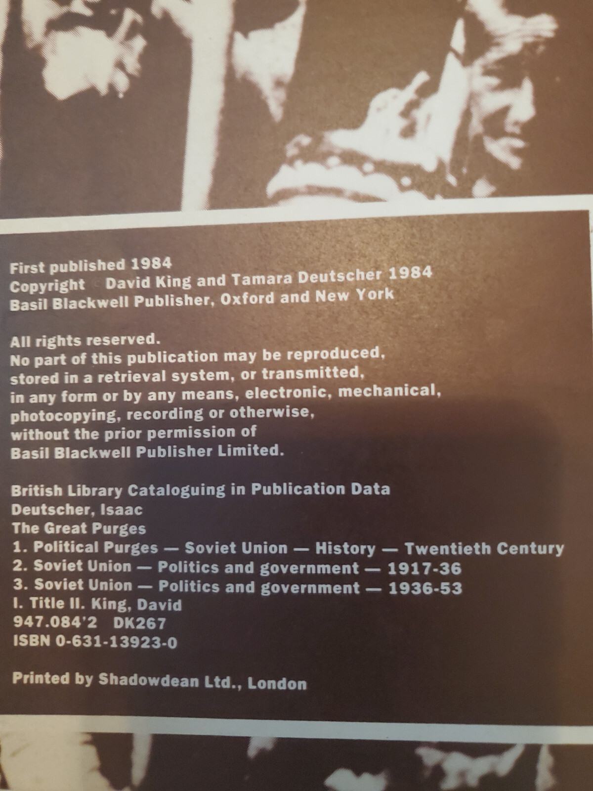 THE GREAT PURGES By Isaac Deutscher & David King – Hardcover FIRST THUS 1984