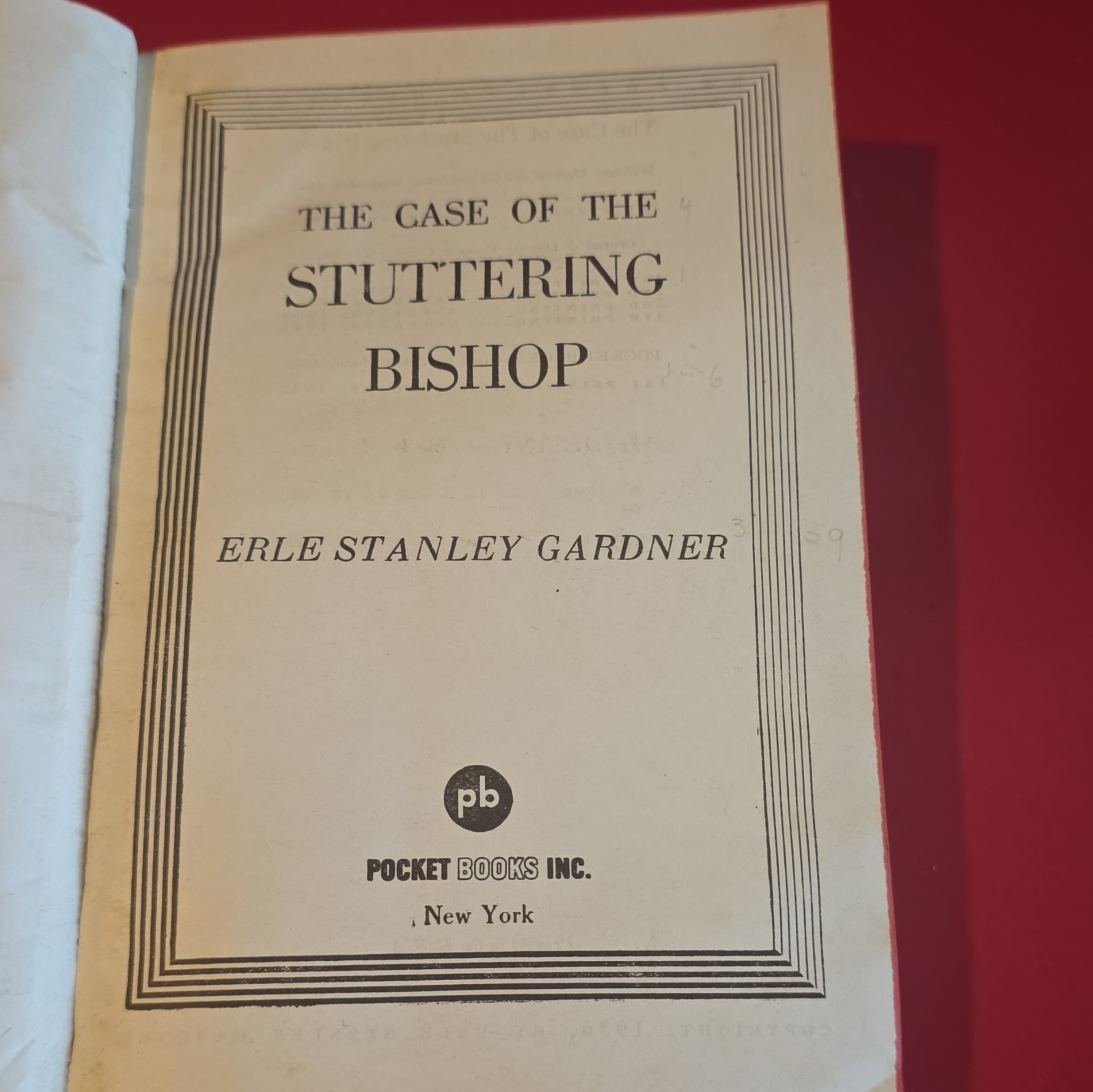 1943 THE CASE OF THE STUTTERING BISHOP Erle Stanley Gardner #201 TRUE 1st Eds